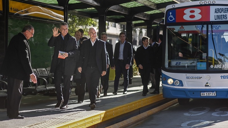  Mauricio Macri y Horacio Rodríguez Larreta inauguraron el Metrobus del Bajo