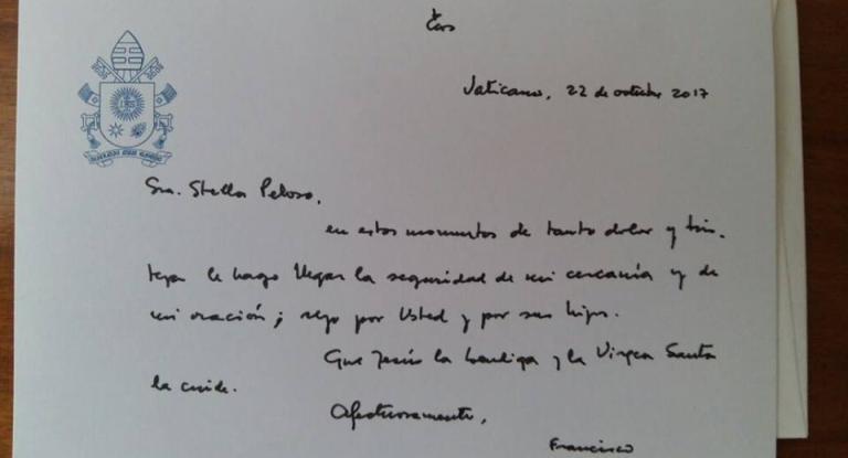  La carta que el Papa Francisco le envió a la madre de Santiago Maldonado